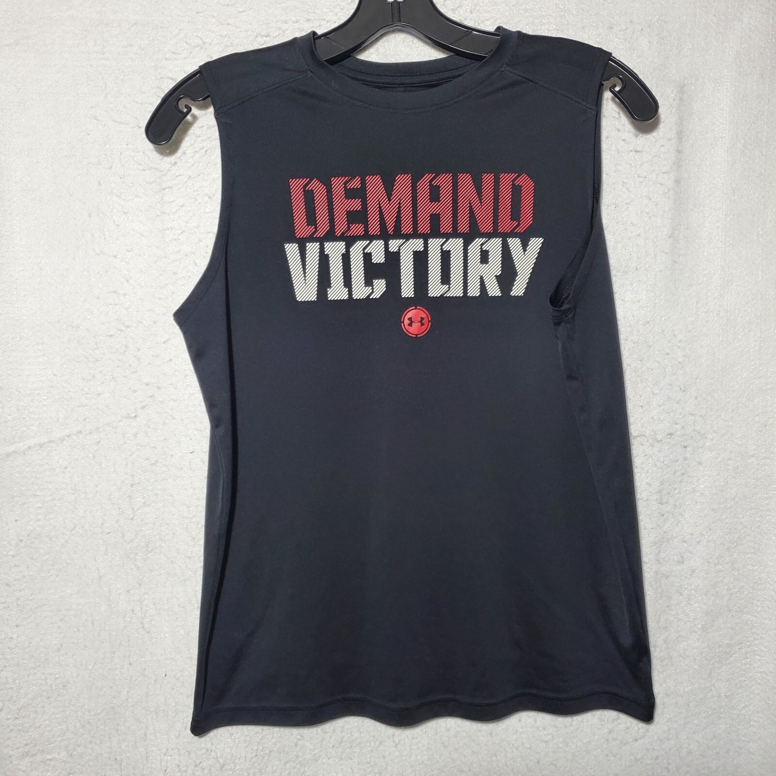 Under Armour Tank Top Youth’s XL YXL Sleeveless HeatGear Black Demand Victory
