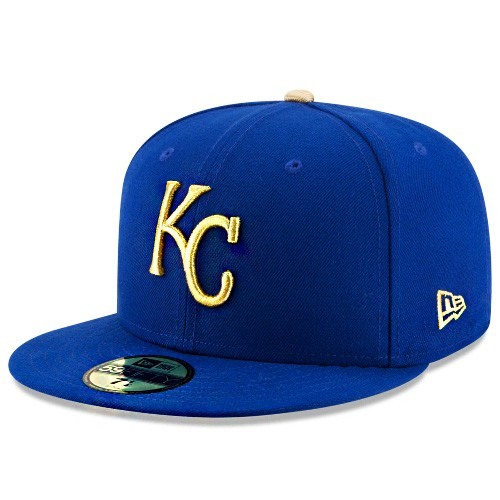 New Era Kansas City Royals Blue Fitted Hat MLB 2017 Authentic ALT Gold logo Cap