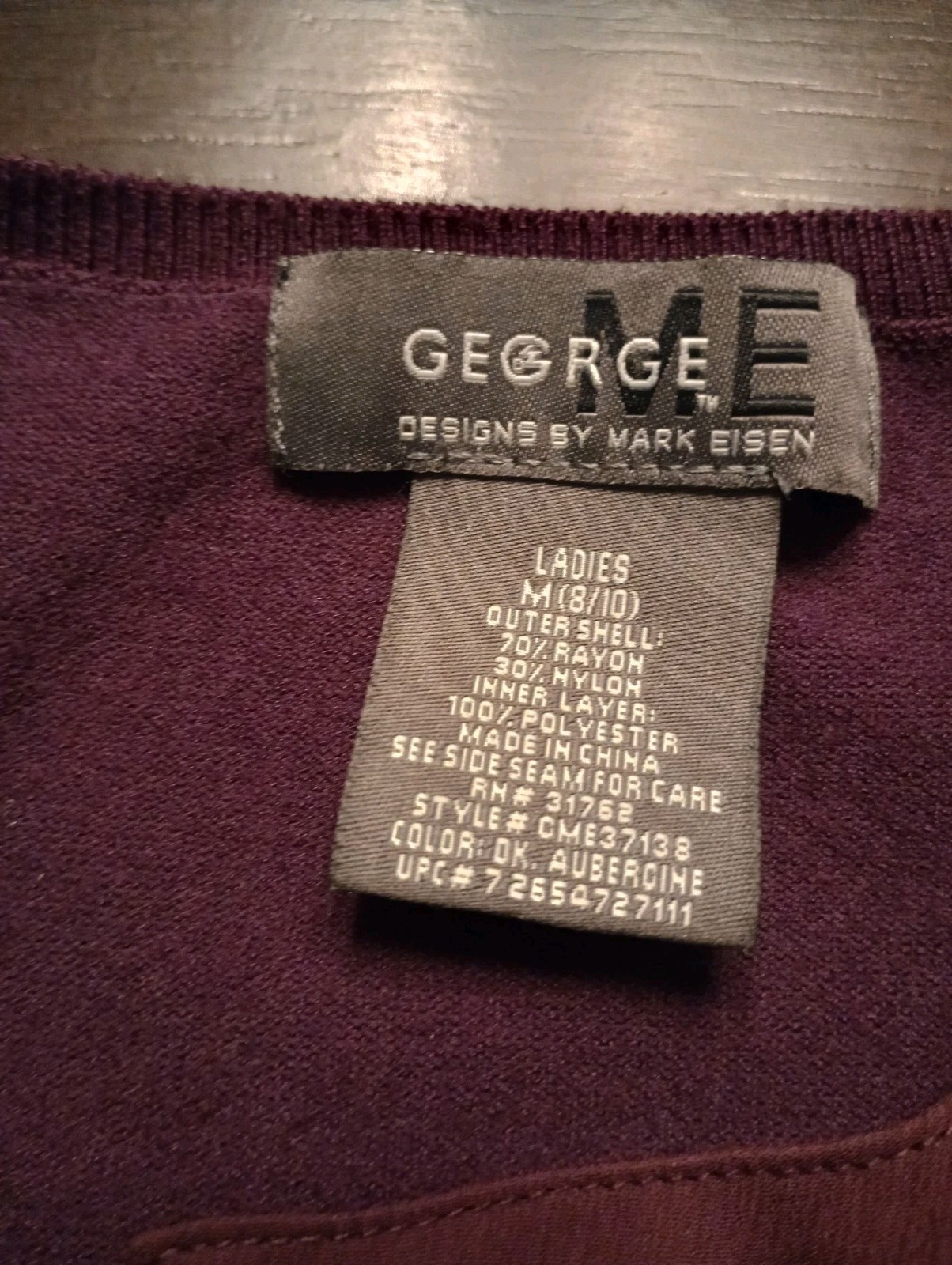 GEORGE Purple Lightweight Knit Scoop Neck Cap Sleeve Solid Top Women’s L