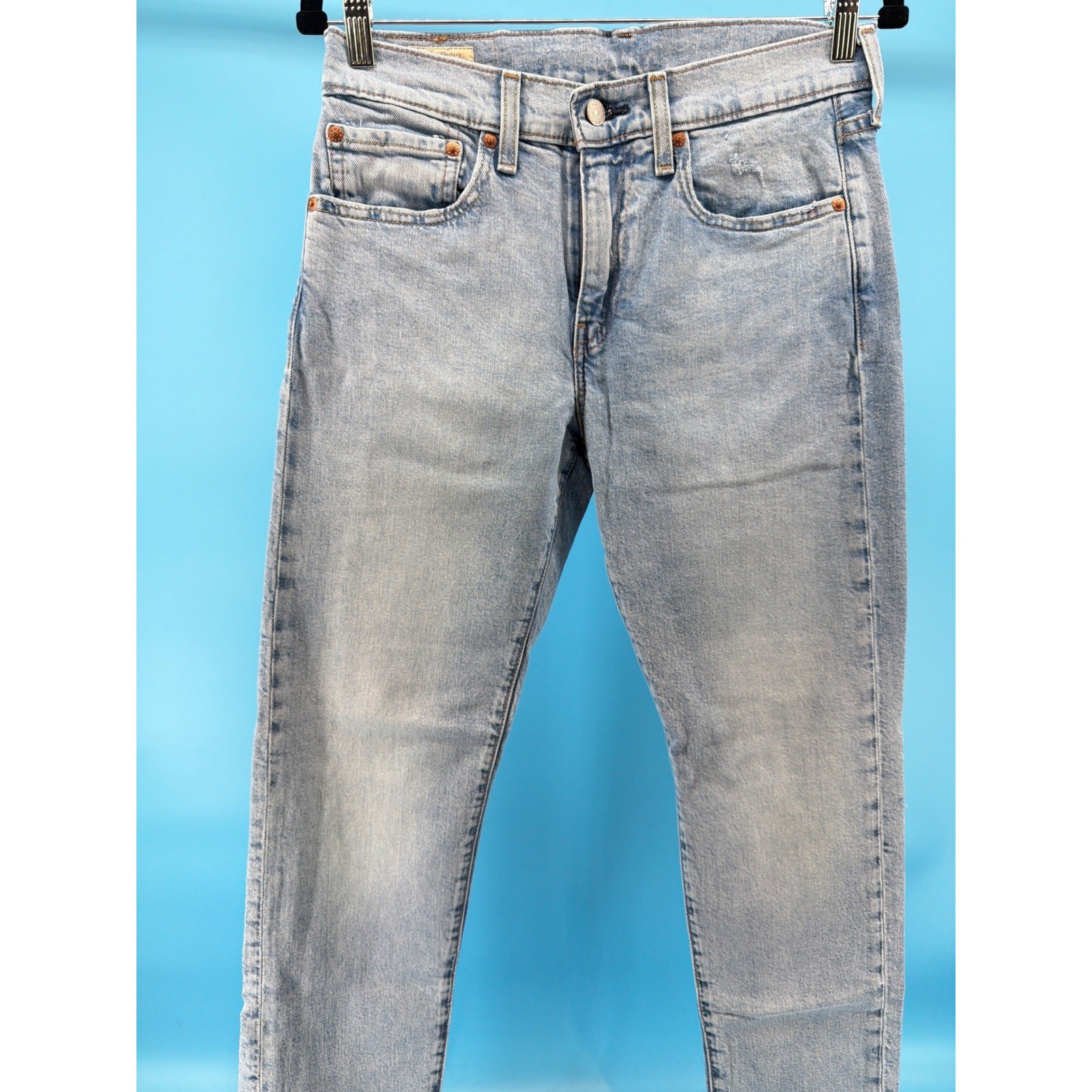 Levis Premium 502 Regular Taper Jeans Mens W29 L30 Light Wash Blue Denim