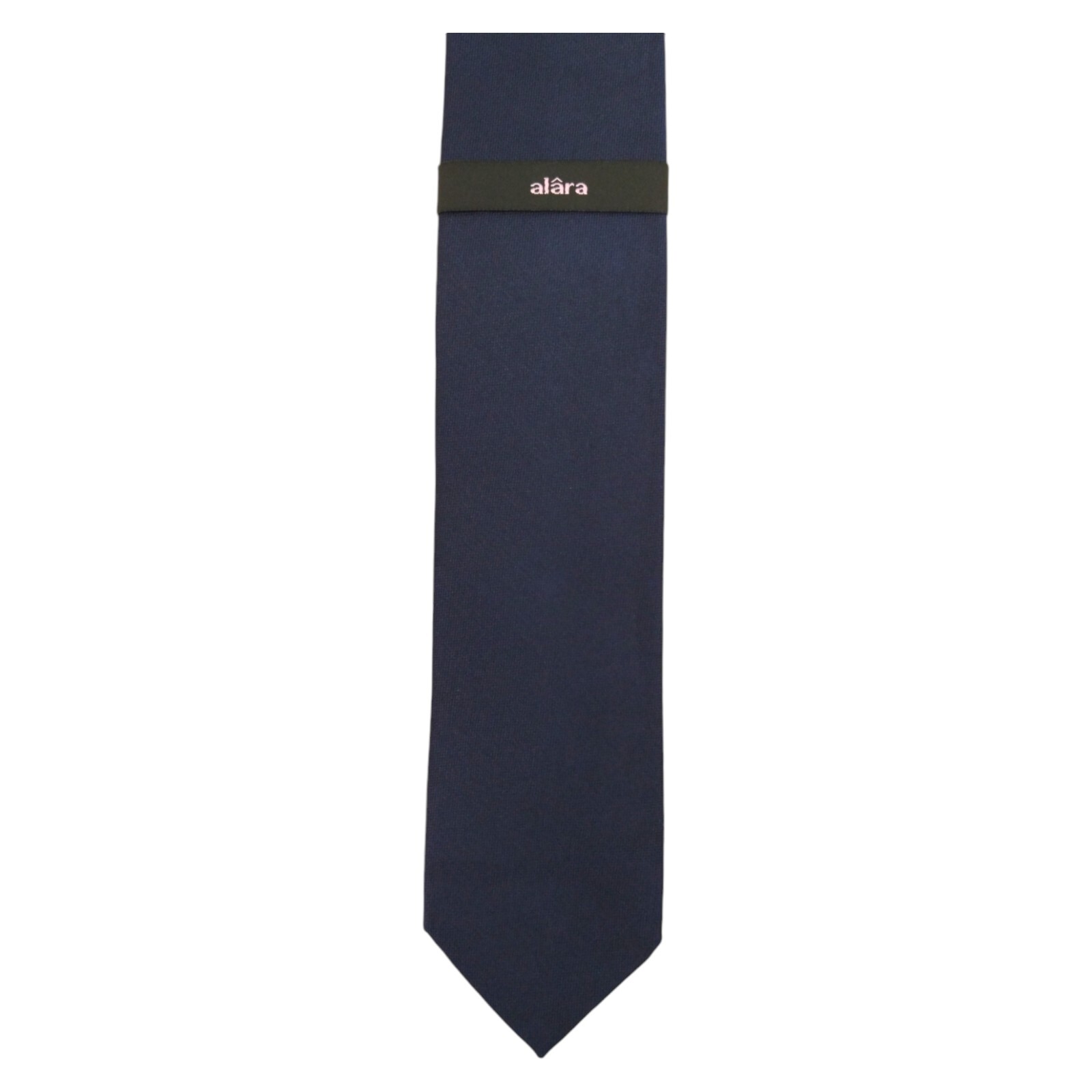ALARA Mens Navy Blue Silk Tie 2.75 Solid Slim Woven Designer Dress Necktie $80