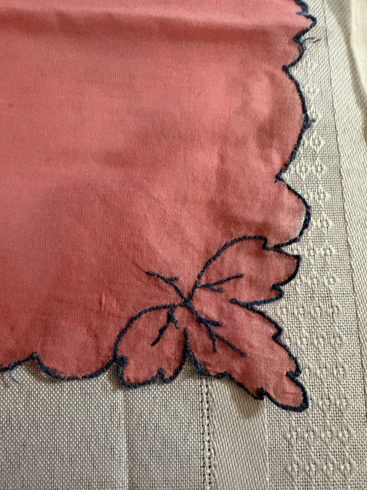 3 Vintage Sm. Unique Ladies Handkerchiefs Pink, White, Off-White 12 X 12 And 8×8