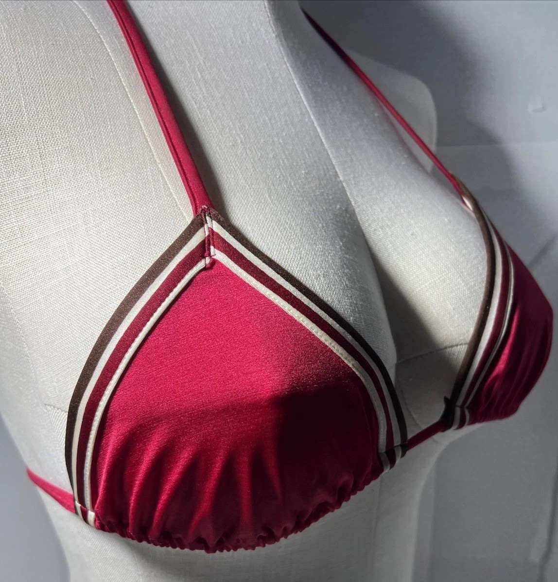 Ahlens Tempo Bikini Pinks Stripes Original Tag Europe Sweden Size 40 NOS 1980s