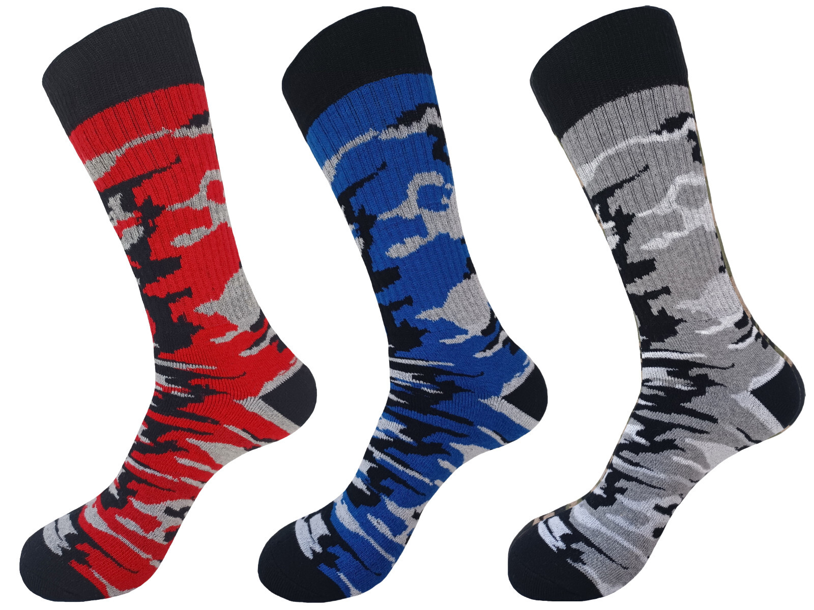 3PK COTTON CAMOUFLAGE CREW ARMY SOCKS SIZE 10-13 TRUE TO SIZE HIKING SOCKS