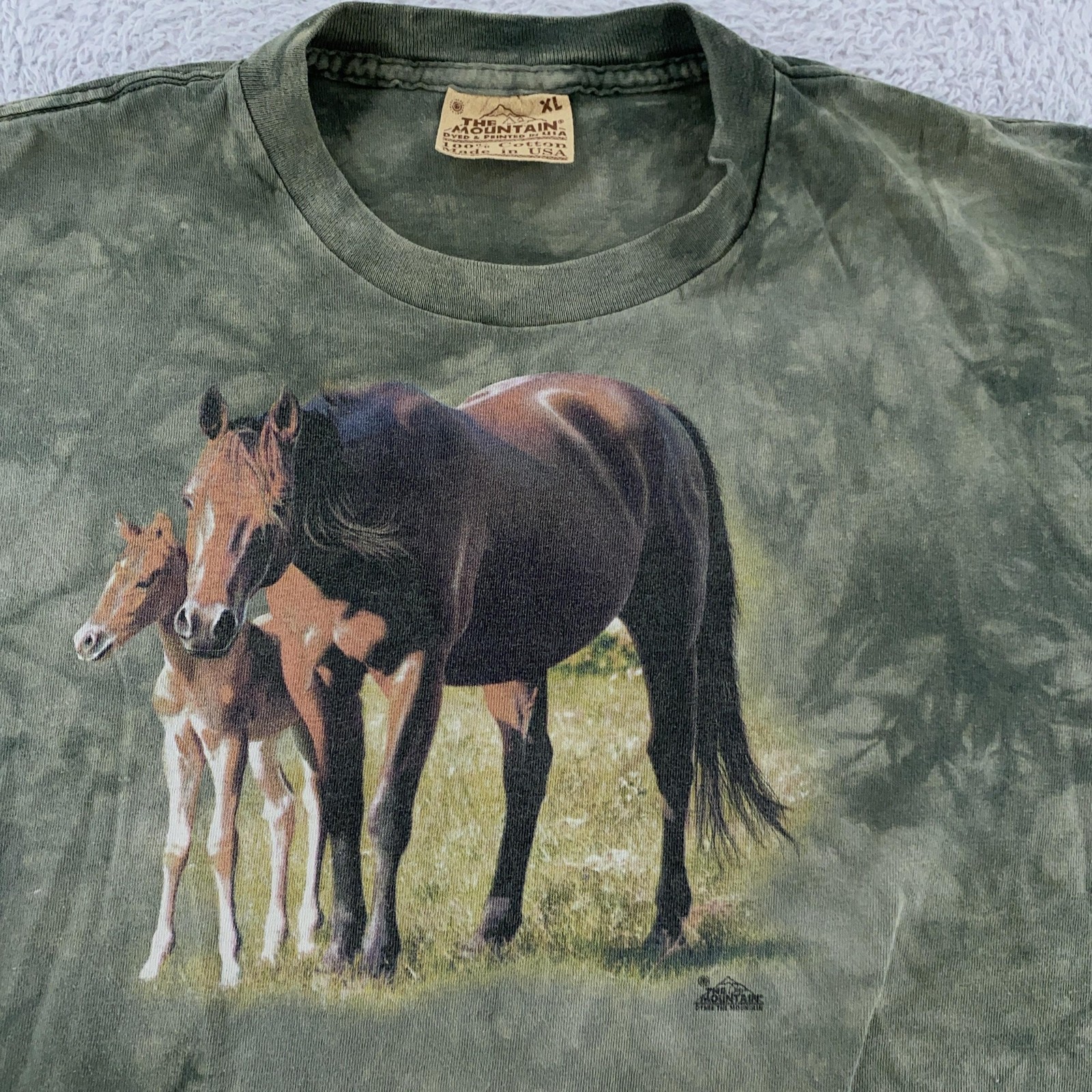 Vtg The Mountain Horse Foal Tie-Dye Shirt M Mohawk Trail New York Nature USA