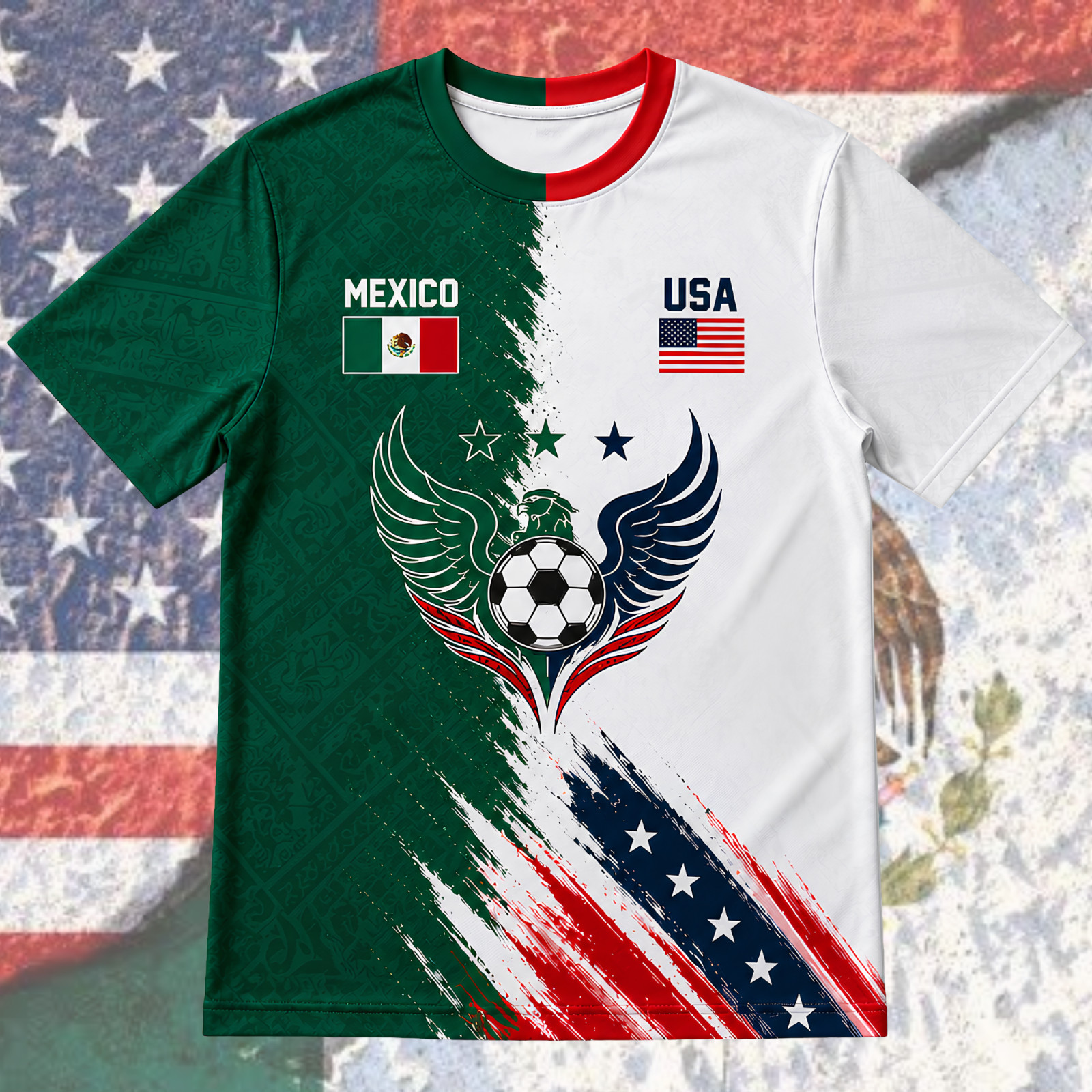 Mexico USA Soccer Jersey Mens Custom Name Number Aztec Mexican American (S-5XL)