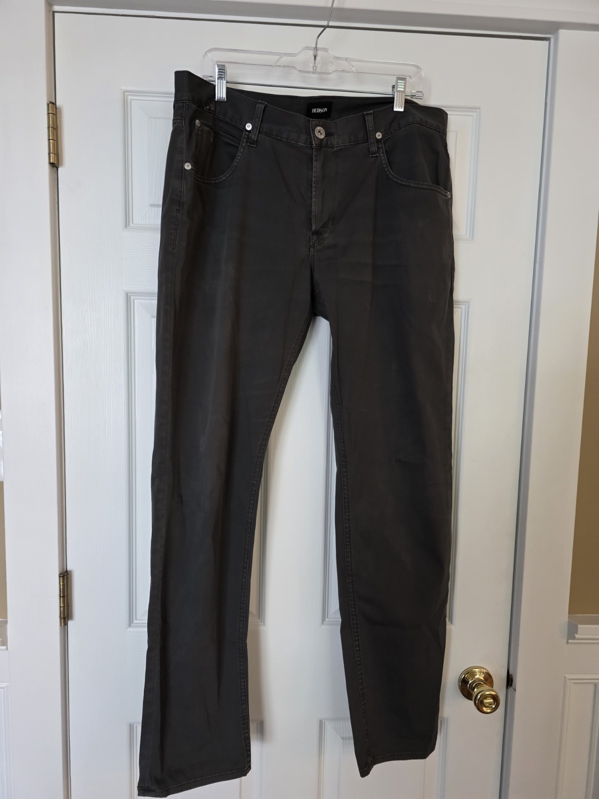 Mens Hudson Blake Slim Straight 5 Pocket Gray Pants 97% Cotton 3%Elastan Size 36