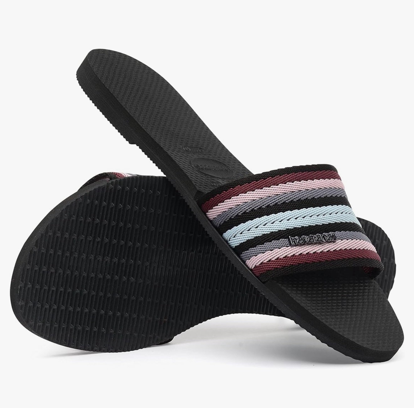 Havaianas Women’s You Malta Mix Slide Strap Sandals Black Flip Flop Sz 11/12 NEW