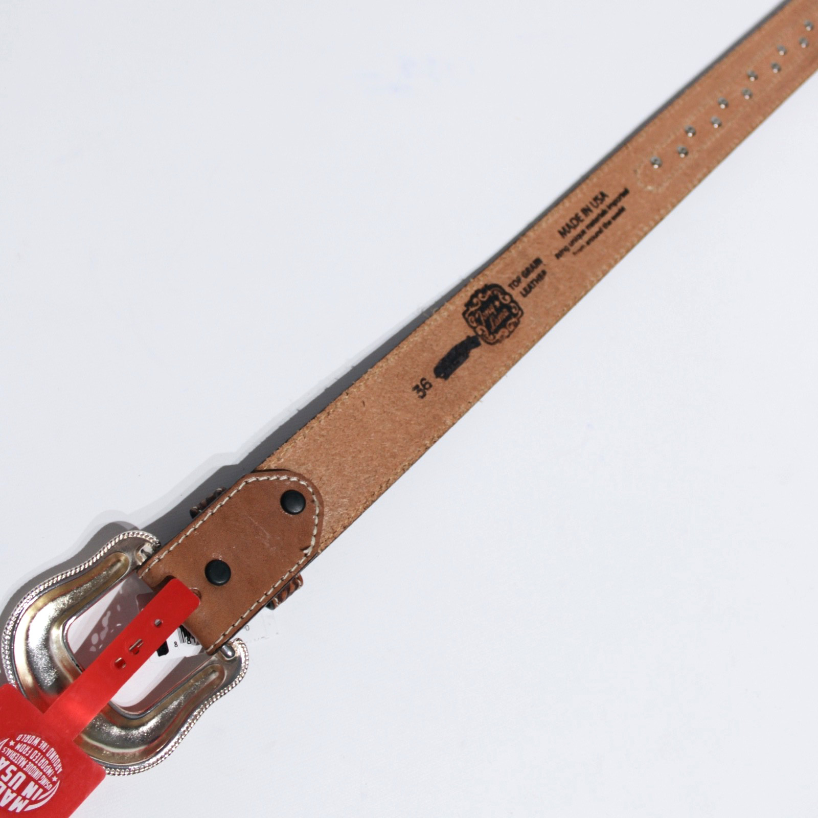 NWT Tony Lama Made in USA Brown Leather Western Belt Men Size 36 (44″ x 1.5″)