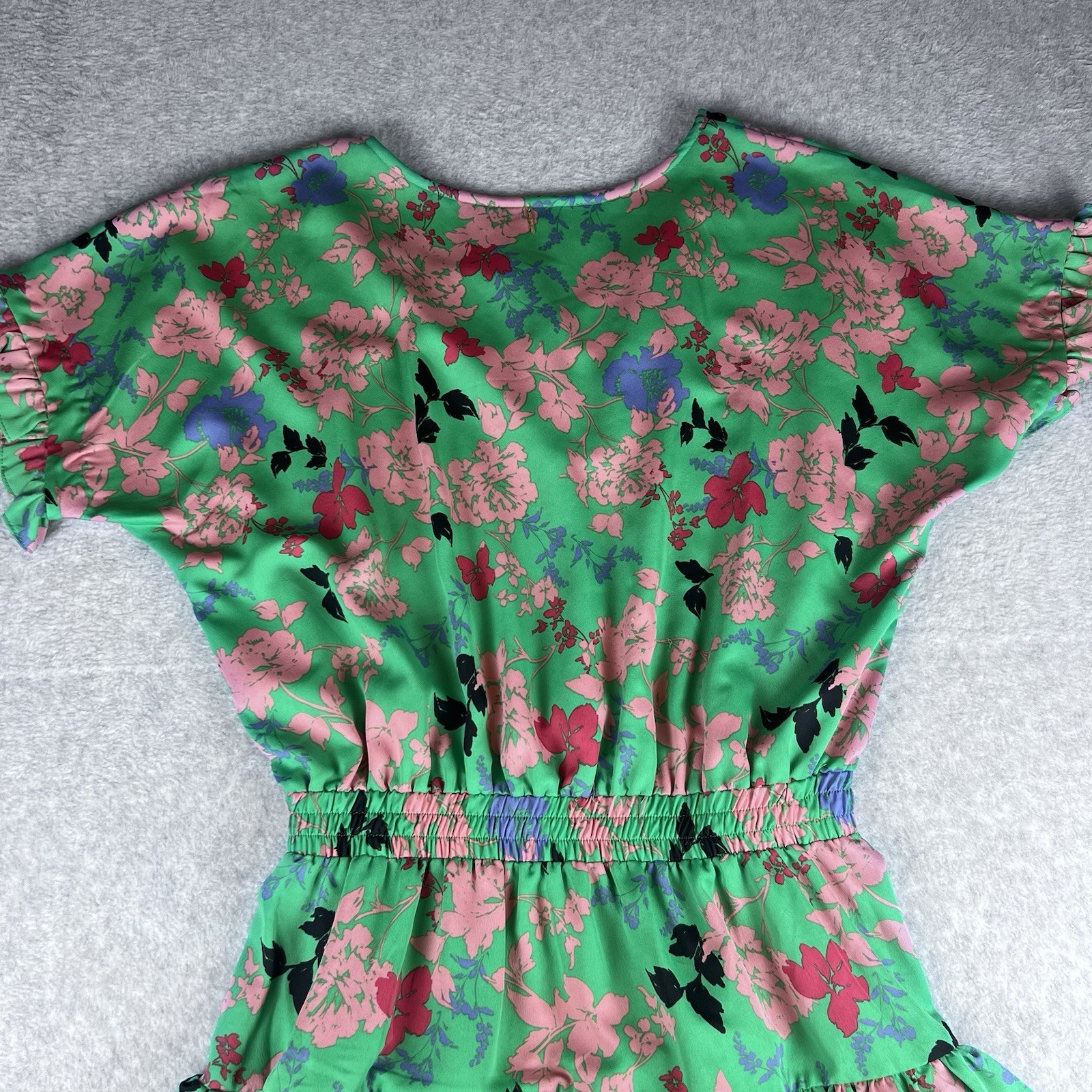 Misa Tiered Ruffle Mini Dress Tassel Tie Garden Party Size Large