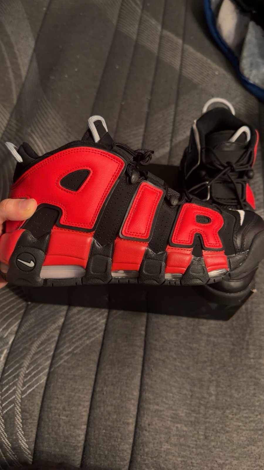 Nike Air More Uptempo “96” split” Size 9Black/Red/Blue. NO ORIGINAL BOX‼️