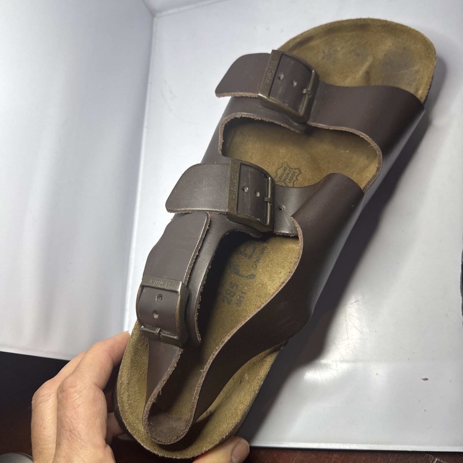 Betula Birkenstock 285 Double Strap Sandals EU 44 9.5 M11 Dark Brown w/Backstrap