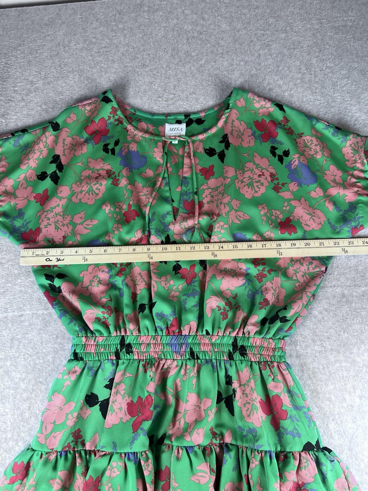 Misa Tiered Ruffle Mini Dress Tassel Tie Garden Party Size Large