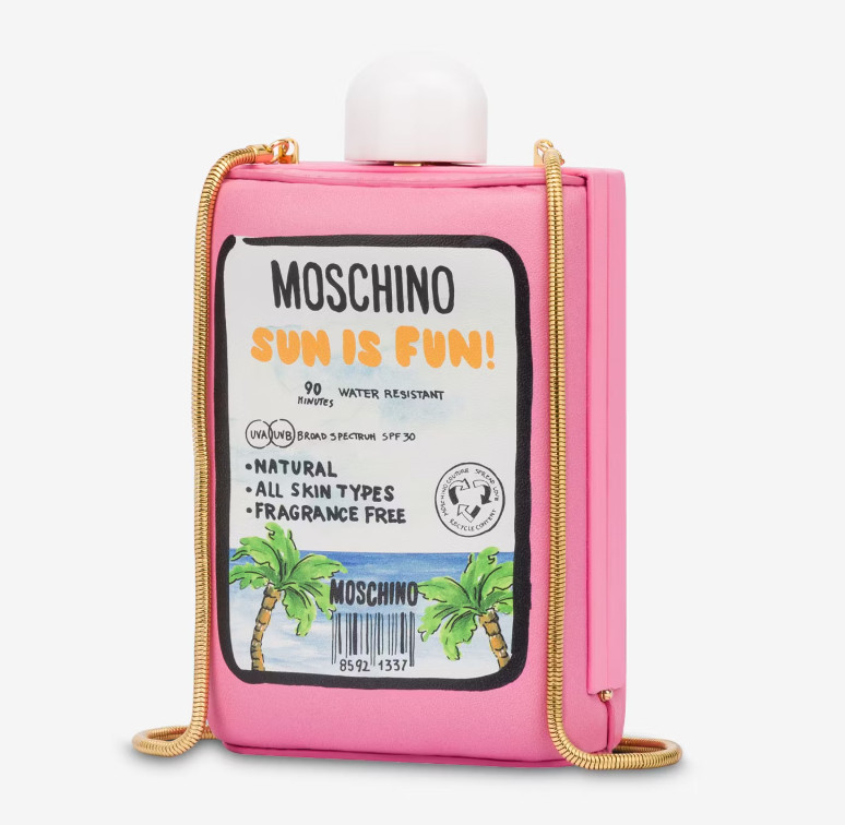 MARCH SPECIAL! SS23 MOSCHINO COUTURE Tan Pink Leather Sunscreen Shoulder Bag
