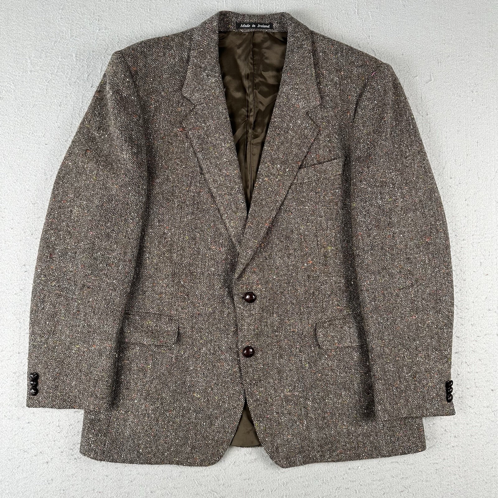 John Molloy Blazer Men’s 40 Long Brown Donegal Tweed Wool Jacket 2 Button