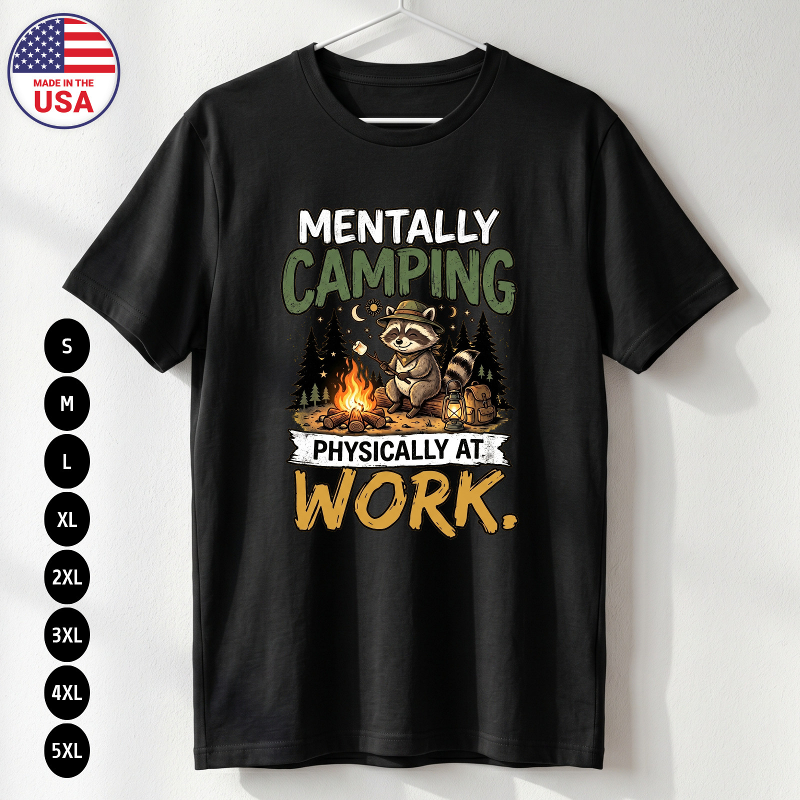 Funny Mentally Camping T-Shirt Camping Lover Gift Humor Tee S-5XL