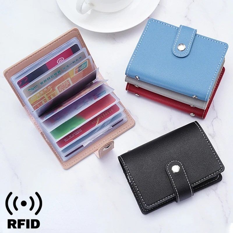 RFID Blocking ID Credit Card Holder 26 Cards Slim PU Leather Pocker Case Wallet