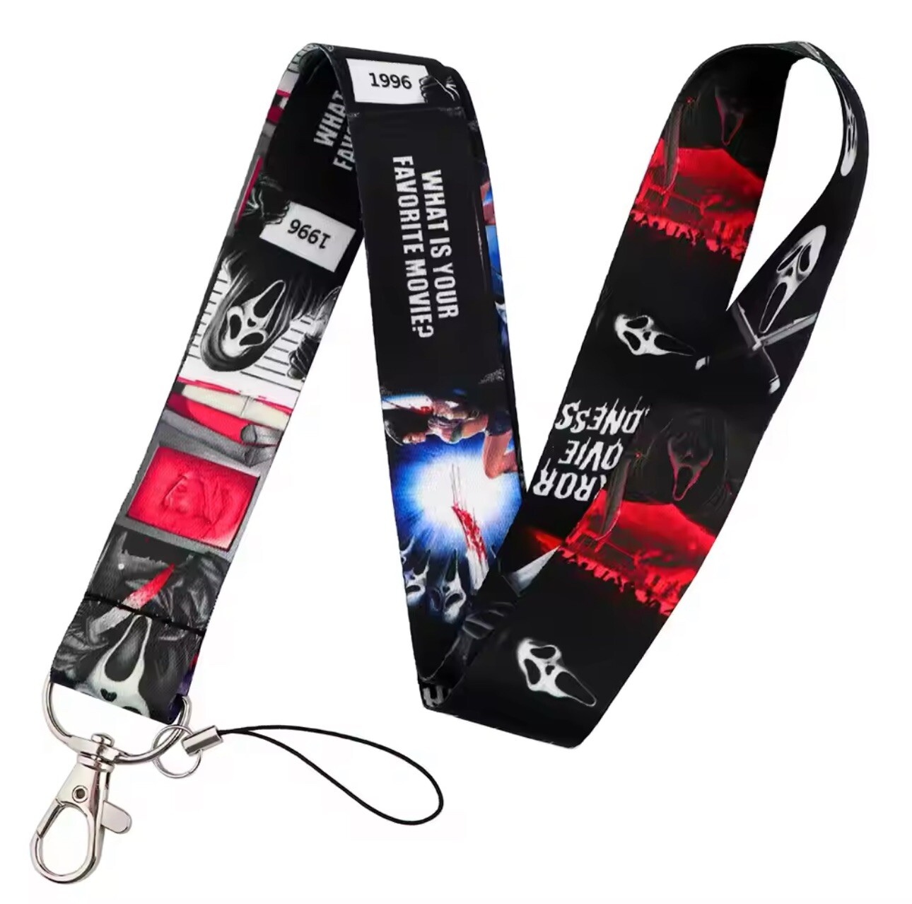 Halloween🎃Scream Classic Horror Movie Ghost Face Mask Lanyard With ID Holder