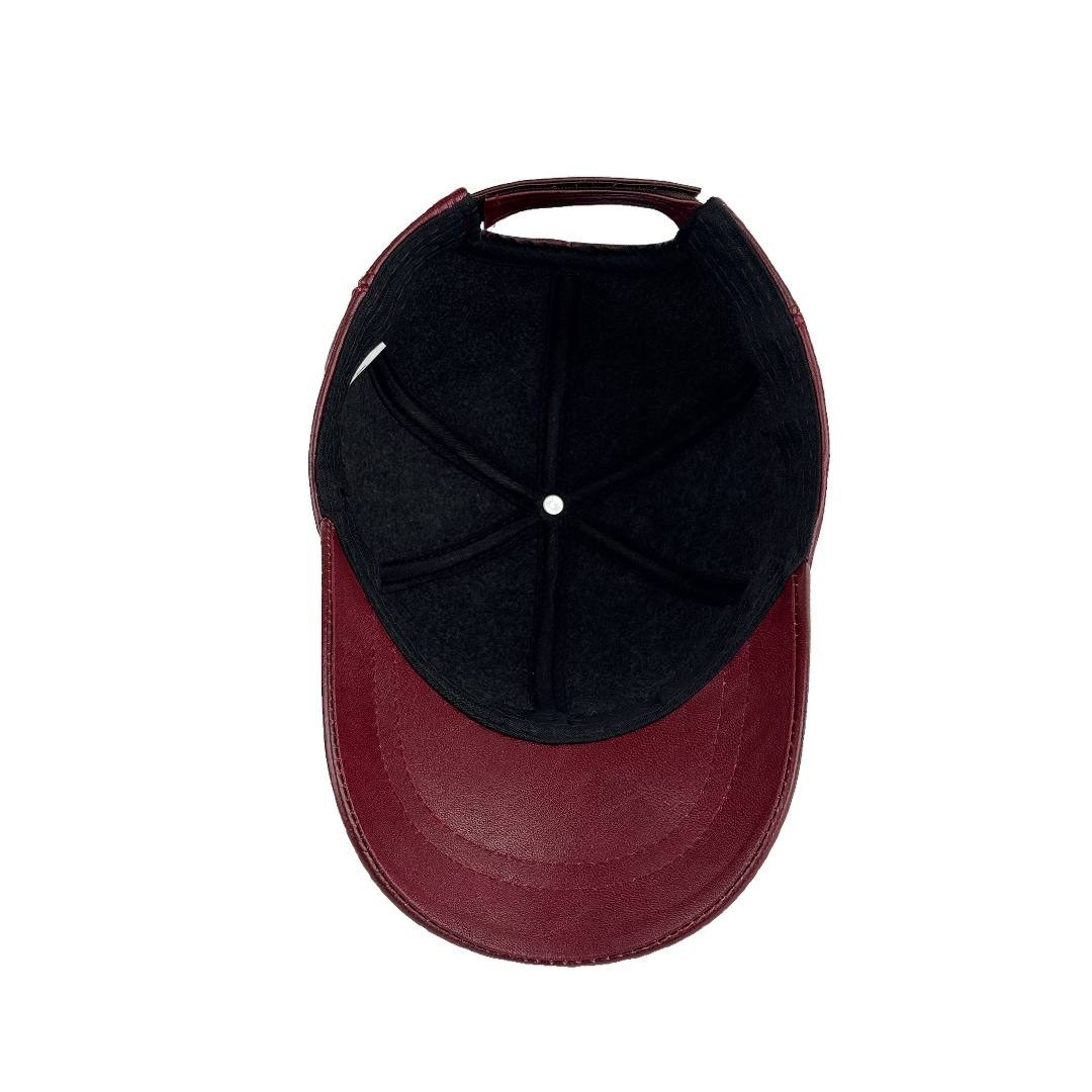 Handmade Burgundy Baseball Cap Hat – 100% Genuine Leather, Limited Edition