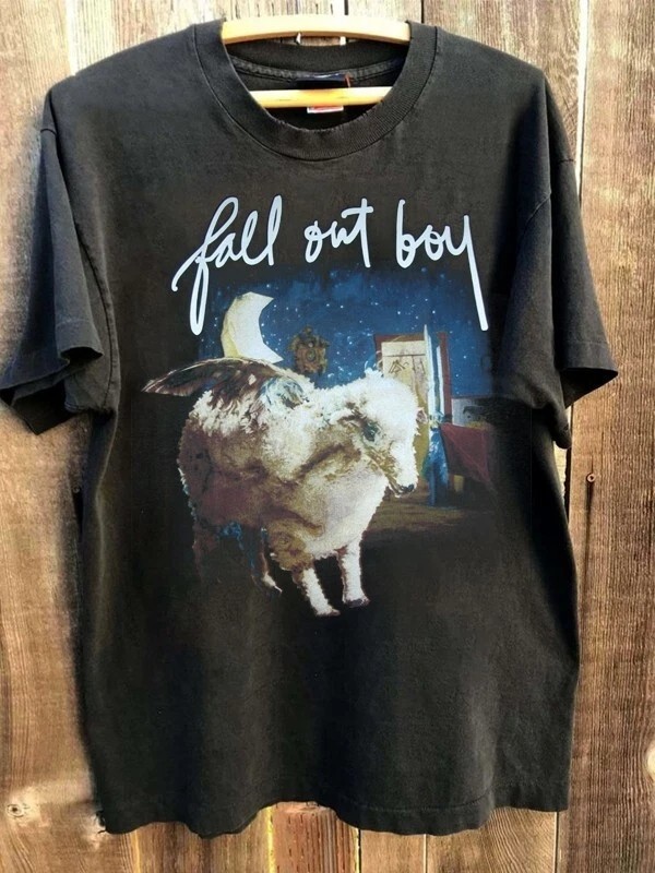 2001 Fall Out Boy Band Graphic Black Cotton T shirt Unisex Tee Men Women S-5XL