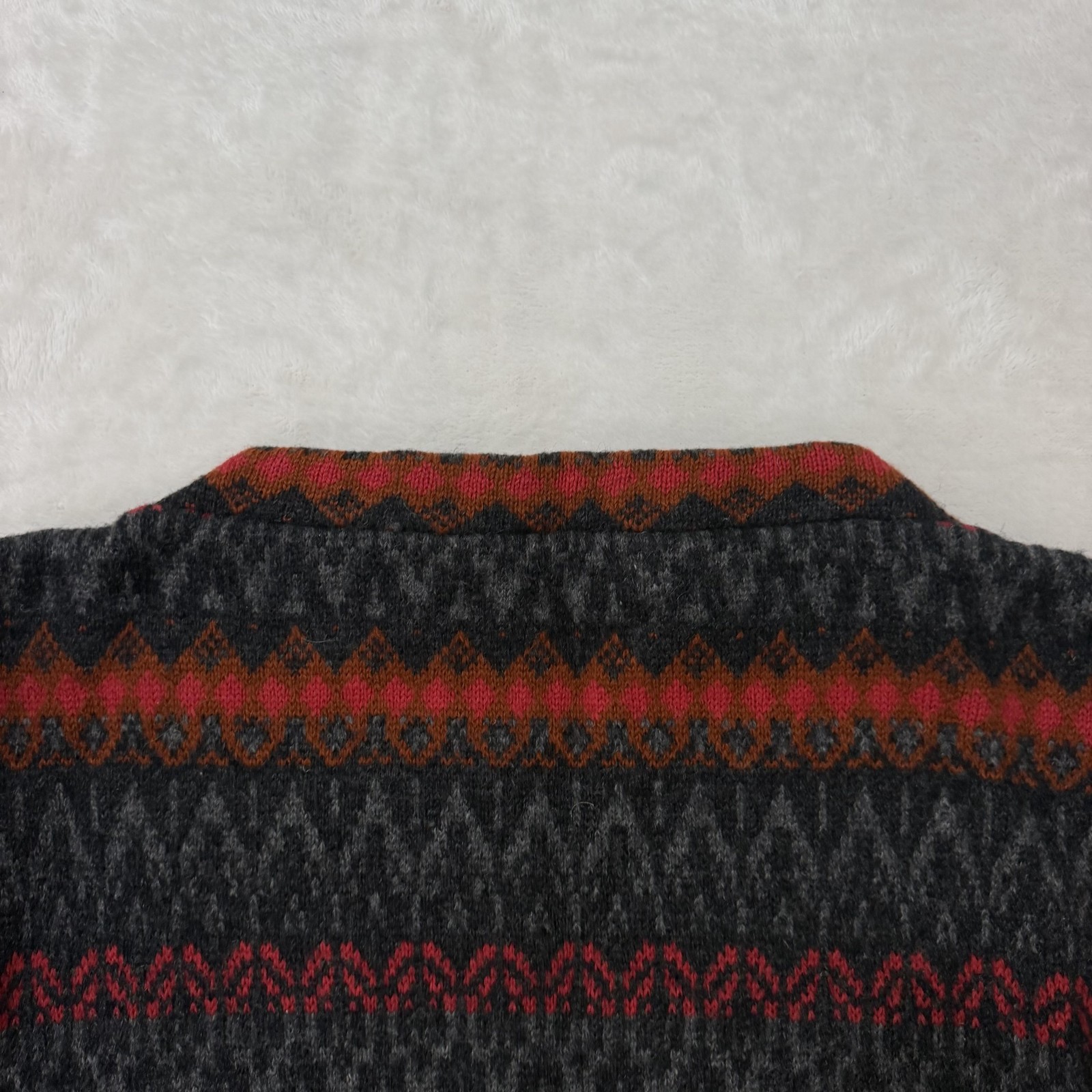 Vintage Jersey Modeller Sweater Womens Large Gray Wool Fair Isle Sweden