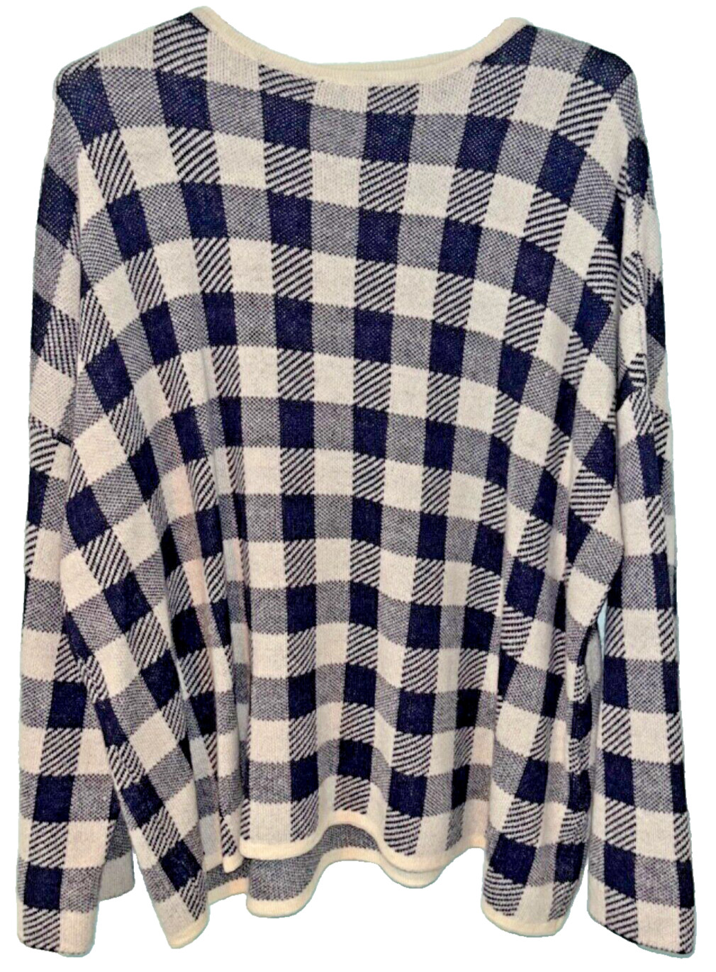 Rosso35 Sweater Womens 44 Wool Cashmere Check Italy Knit Crewneck NWOT