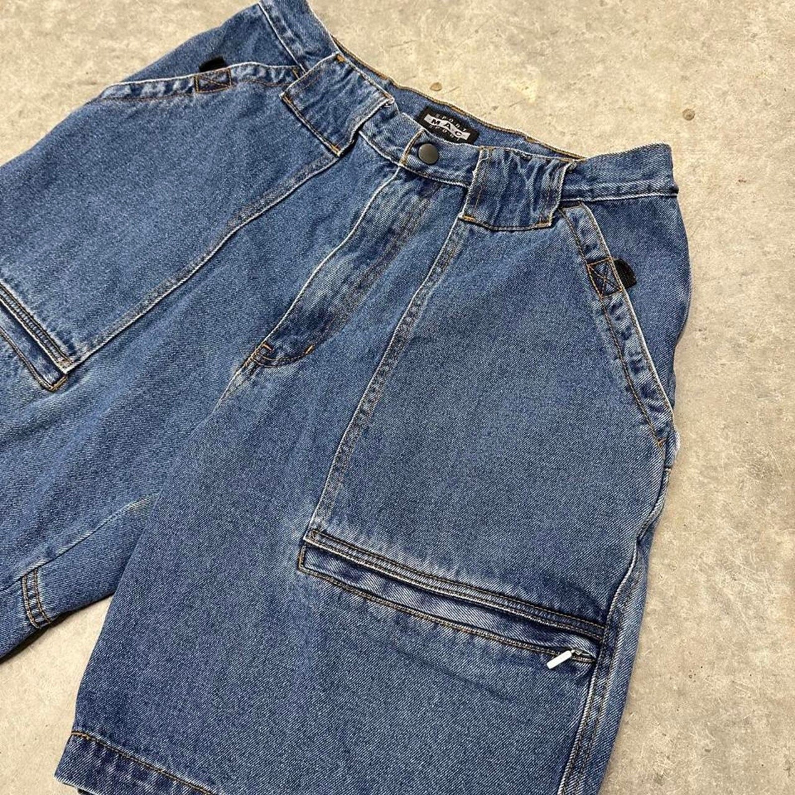 Y2K M.A.C. Sport Baggy Denim Utility Streetwear Shorts Mens Size 34
