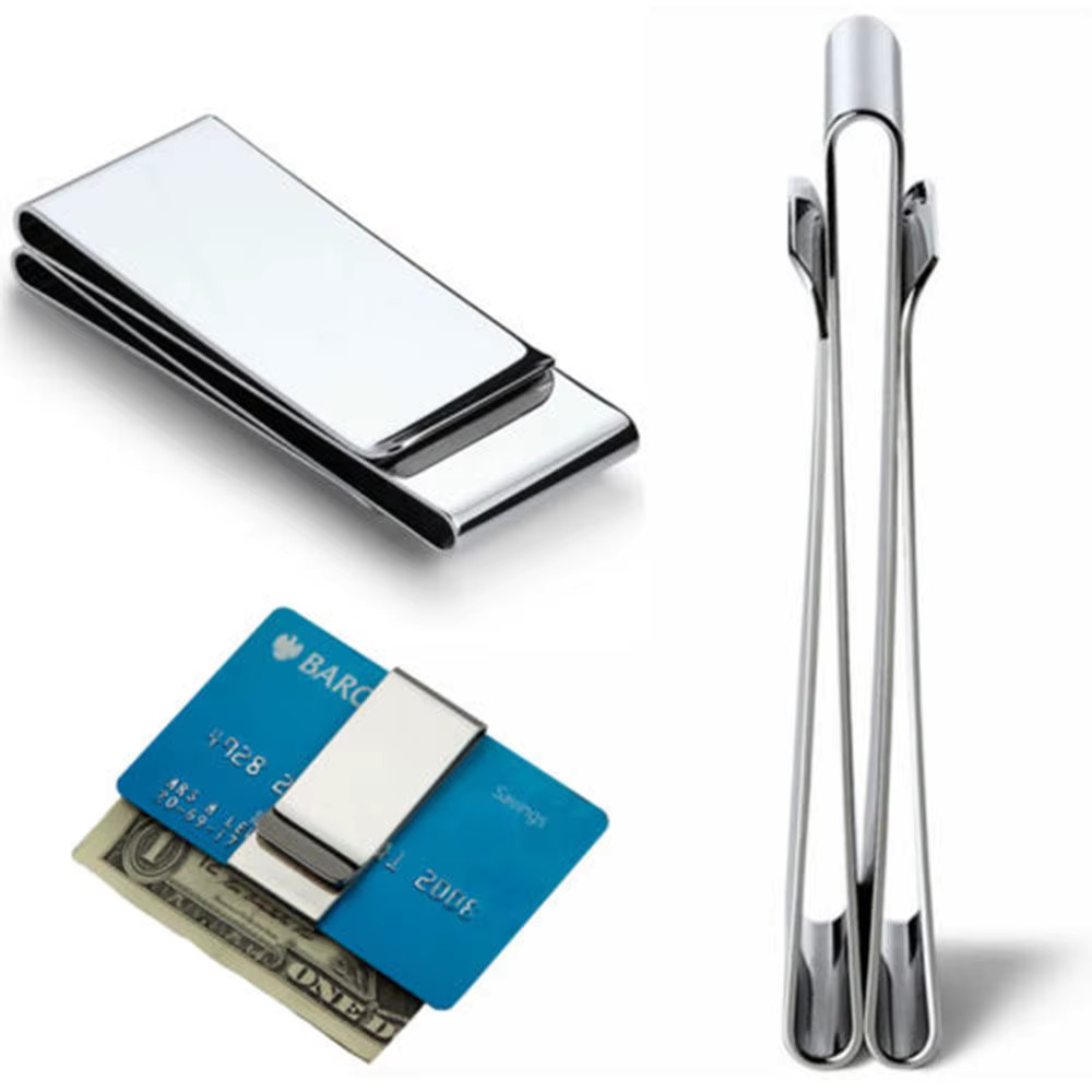 Stainless Steel Tri-Fold Money Clip | Cash & Card Holder | 2 Colors