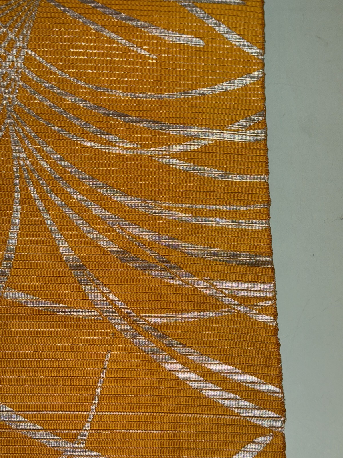 Japanese Vintage Kimono BOLT FABRIC cloth Silk Yellow Cut Sales 35.4×11.8in