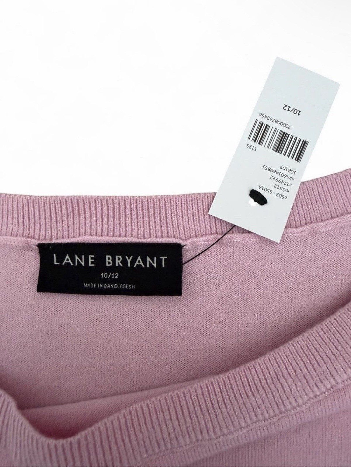 Lane Bryant Women’s 10/12 Pink Solid Knit Crew Neck Long Sleeve Pullover Sweater