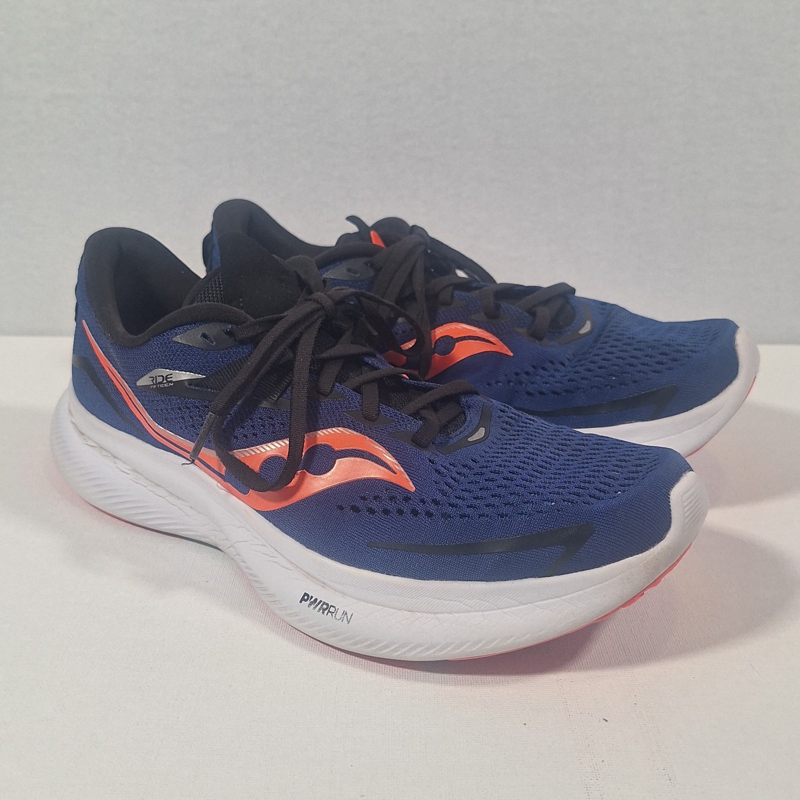 Saucony Ride 15 Men’s Size 10.5 Navy Silver Running Sneakers Athletic Shoes EUC