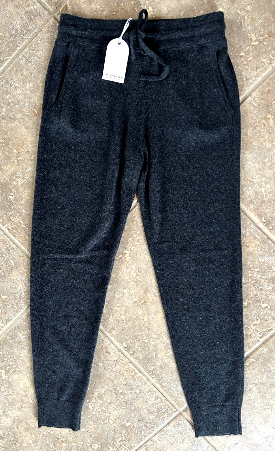 Van Winkle & Co Cashmere Drawstring Tie Lounge Pants Sz M Charcoal $138 NWT