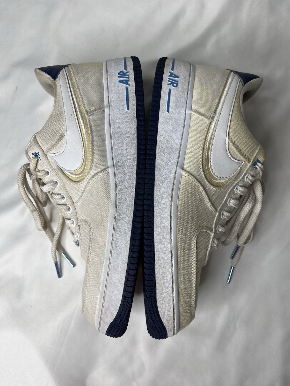 Nike Mens Air Force 1 PRM White Fossil Blue Void DB3541-100 Size 10.5 GUC