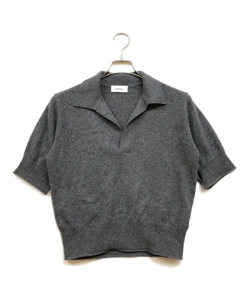 Open collar half sleeve cashmere knit