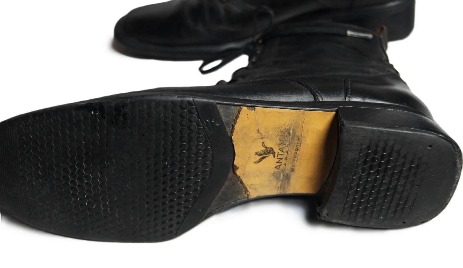 Santana® Canada Low Boots Black Sz. 8.5M W/Side Zipper AND Lace-Up Vintage 1997