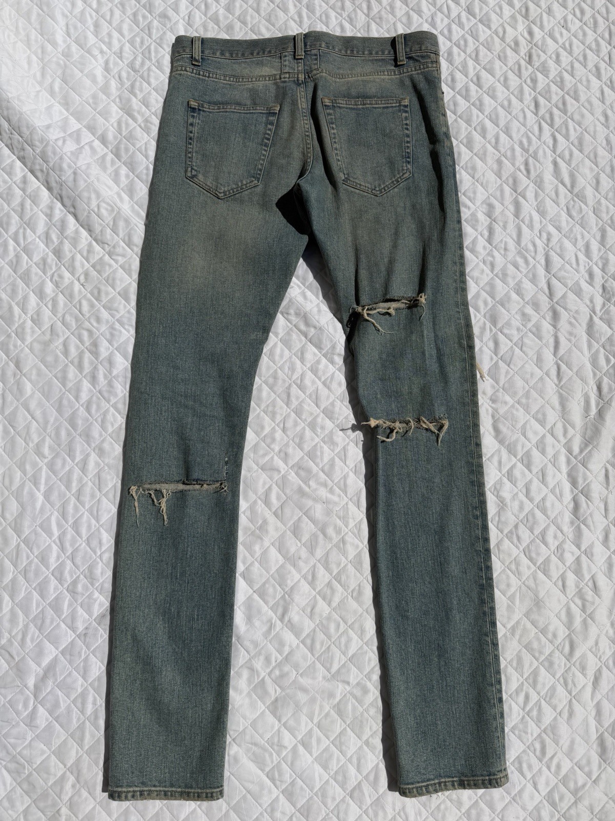 SAINT LAURENT Paris D02 Mens 2014 Hedi Slimane Crash Denim Skinny Jeans 31×34