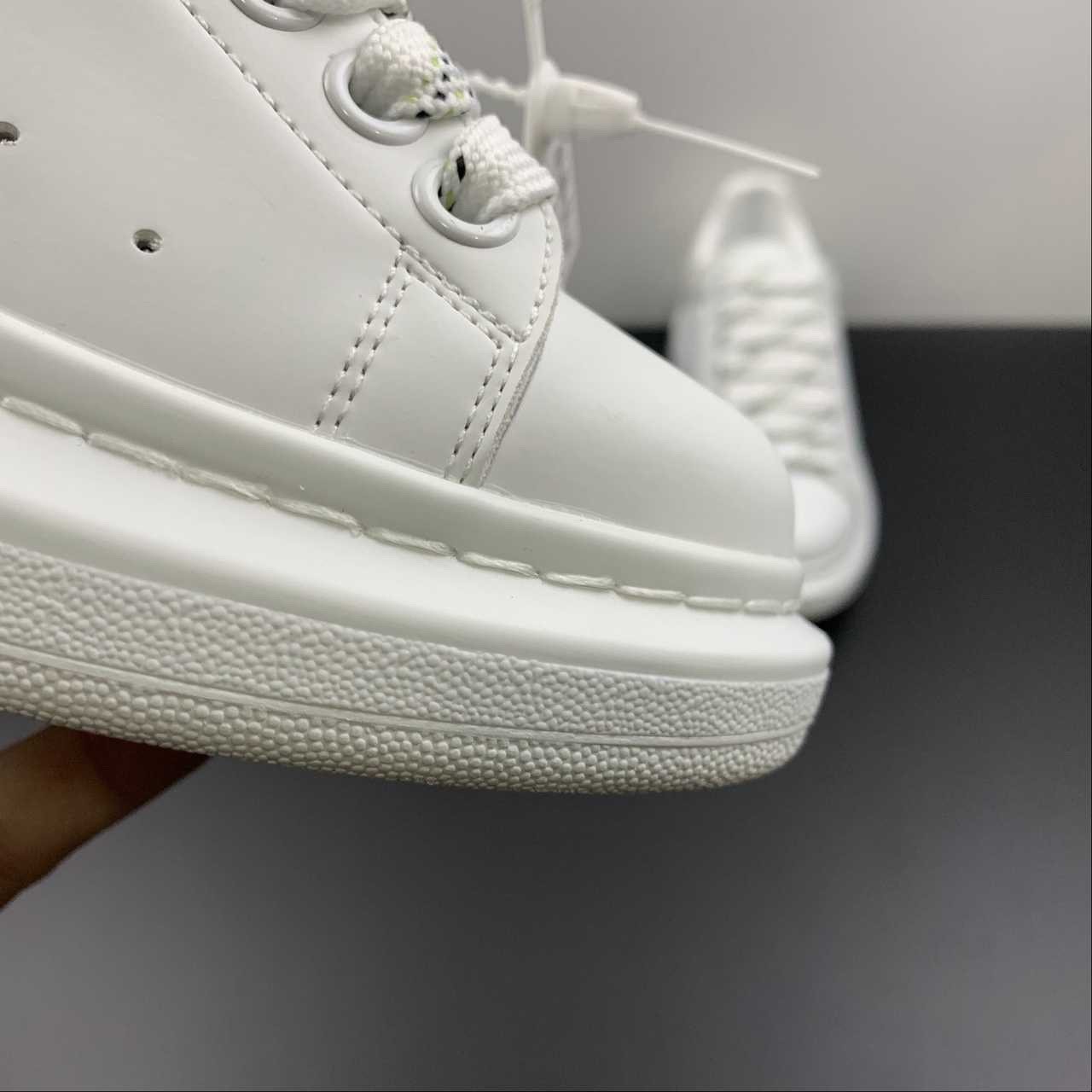 Alexander McQueen Oversized Sneaker White Croc Heel Mesh Dot Laces Unisex Leathe