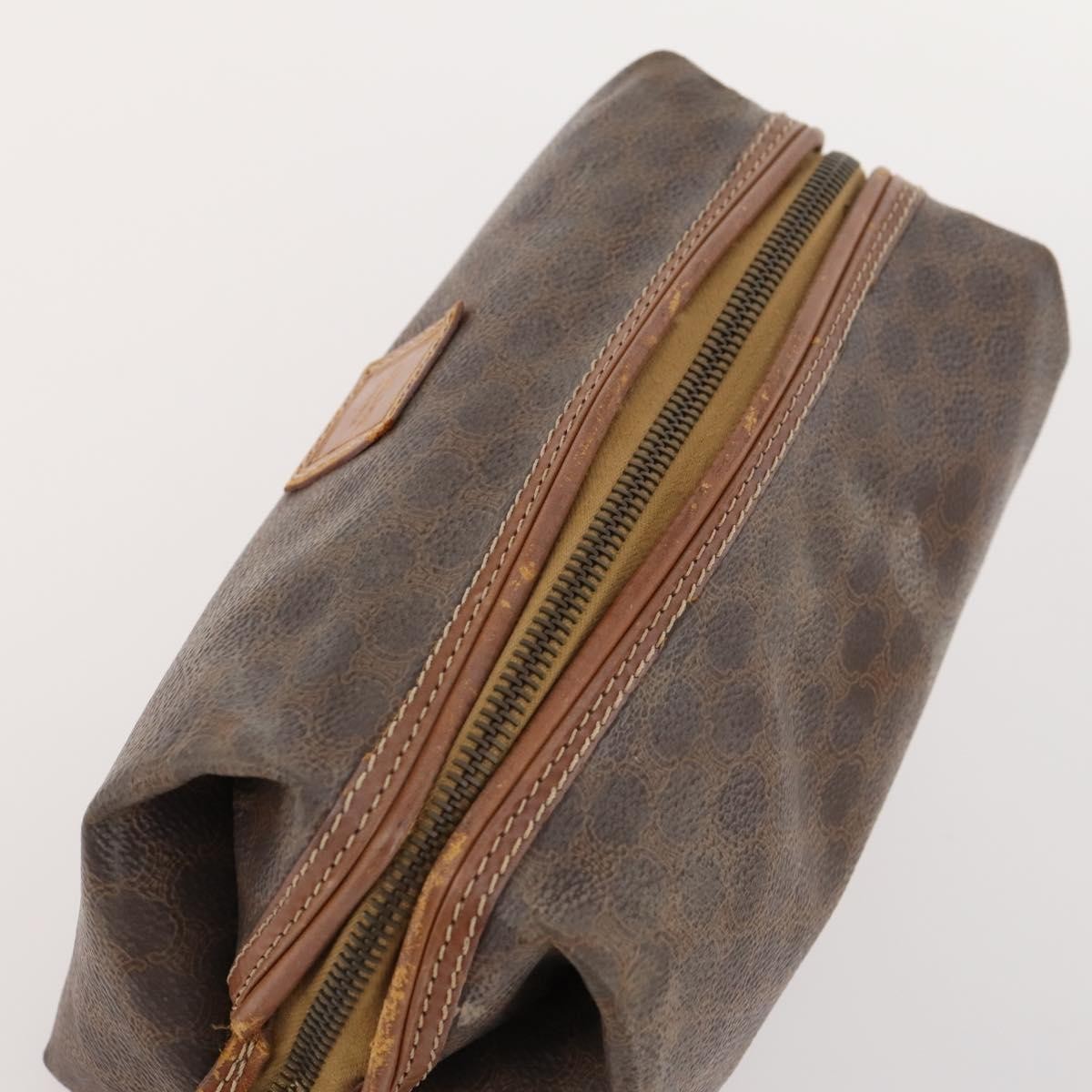 CELINE Macadam Canvas C Macadam Canvas Pouch PVC 3 Set Beige Brown Auth fm5234