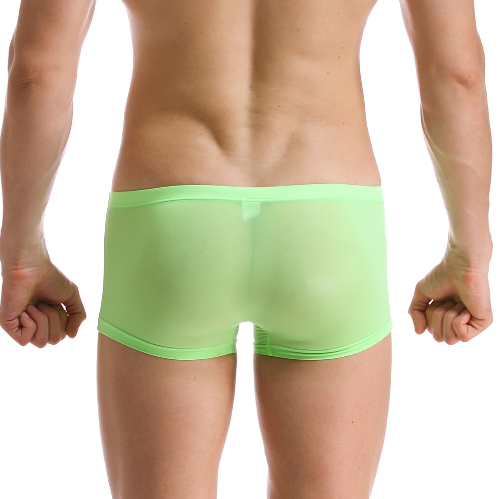 Sexy Men Ice Silk Seamless Boxer Briefs Pouch Underwear Shorts Trunks Underpants