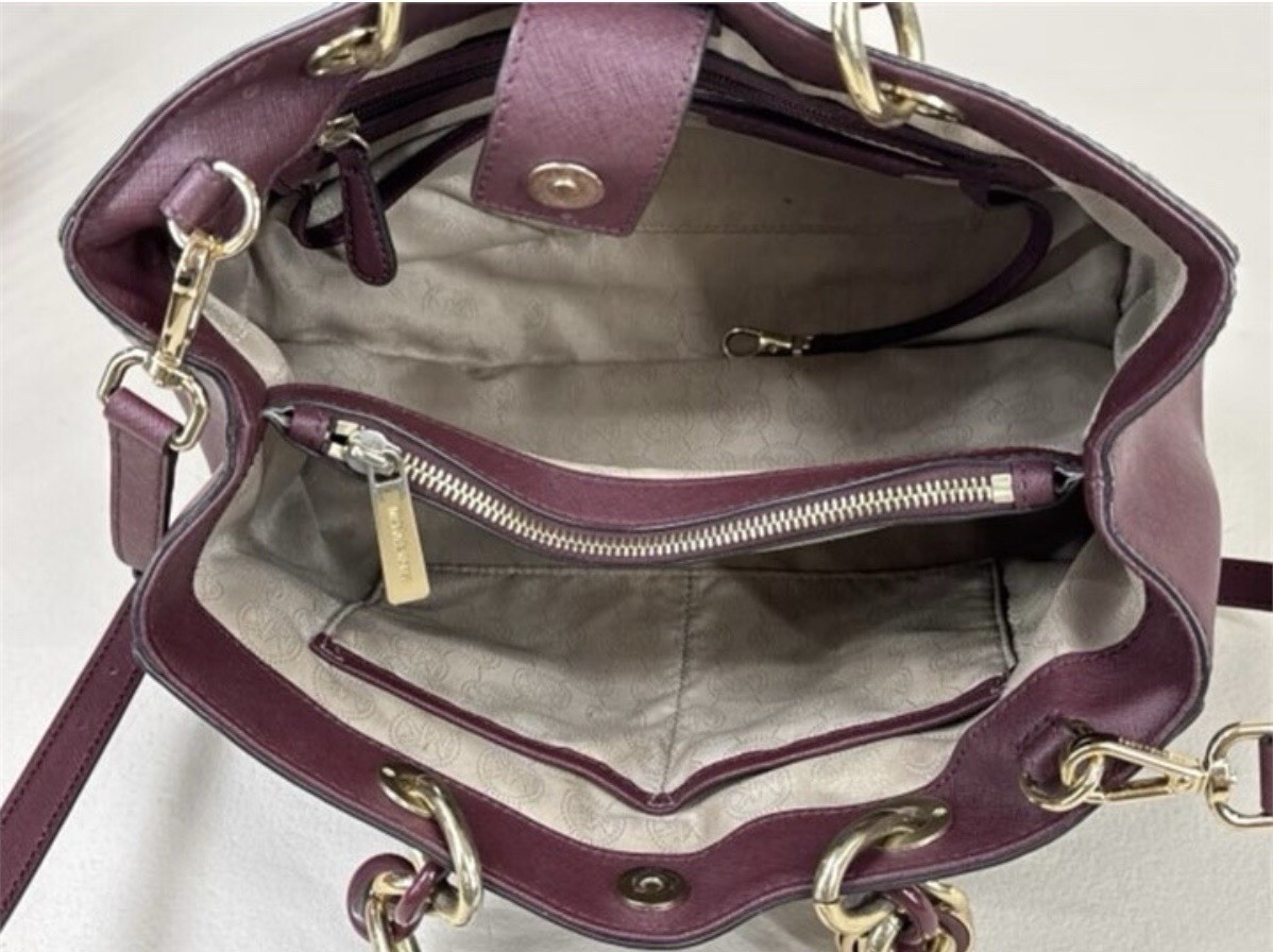 Authentic Michael Kors Cynthia Medium Burgundy Leather Tote
