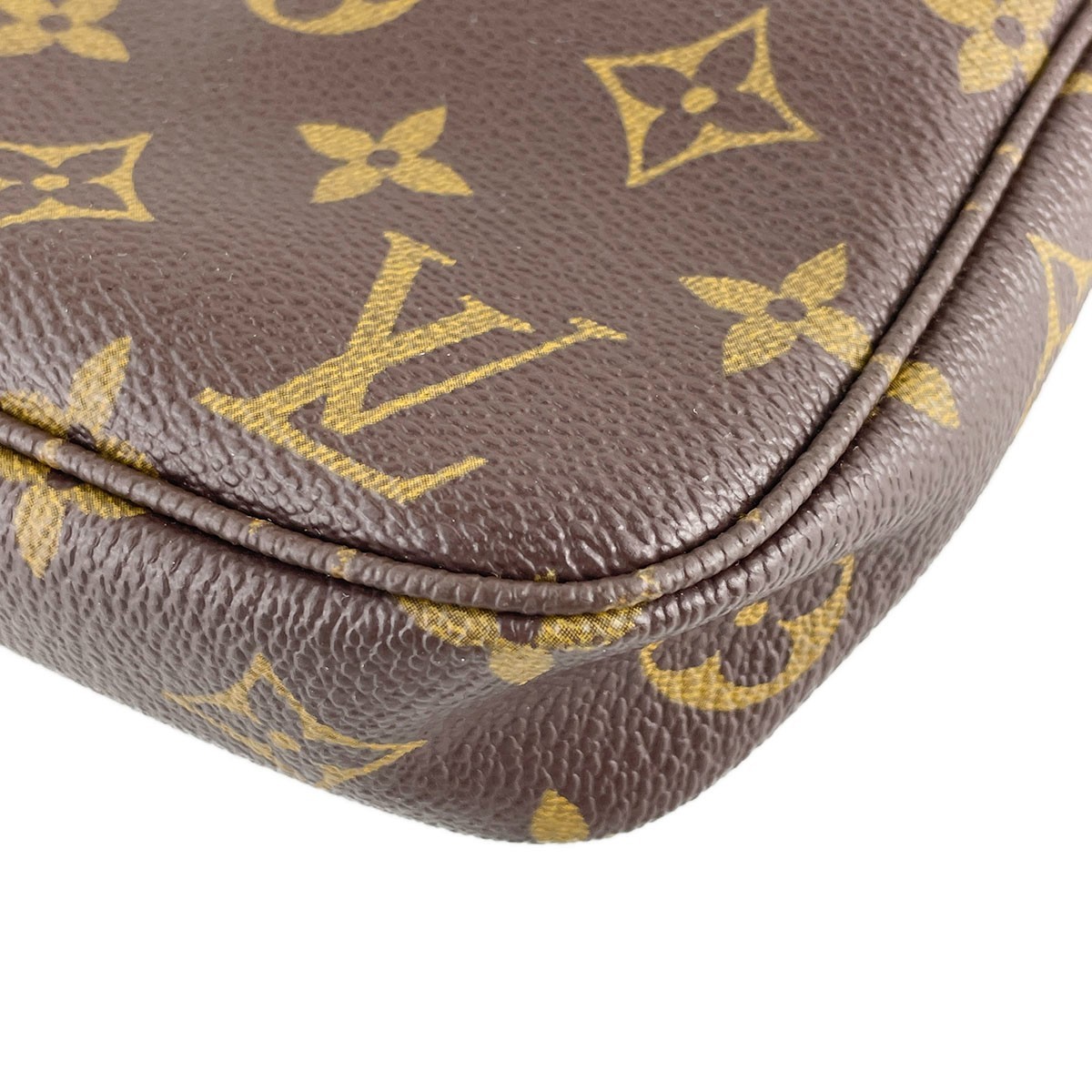 Louis Vuitton Monogram Pochette Accessoires Leather Fabric Brown Handbag 4742
