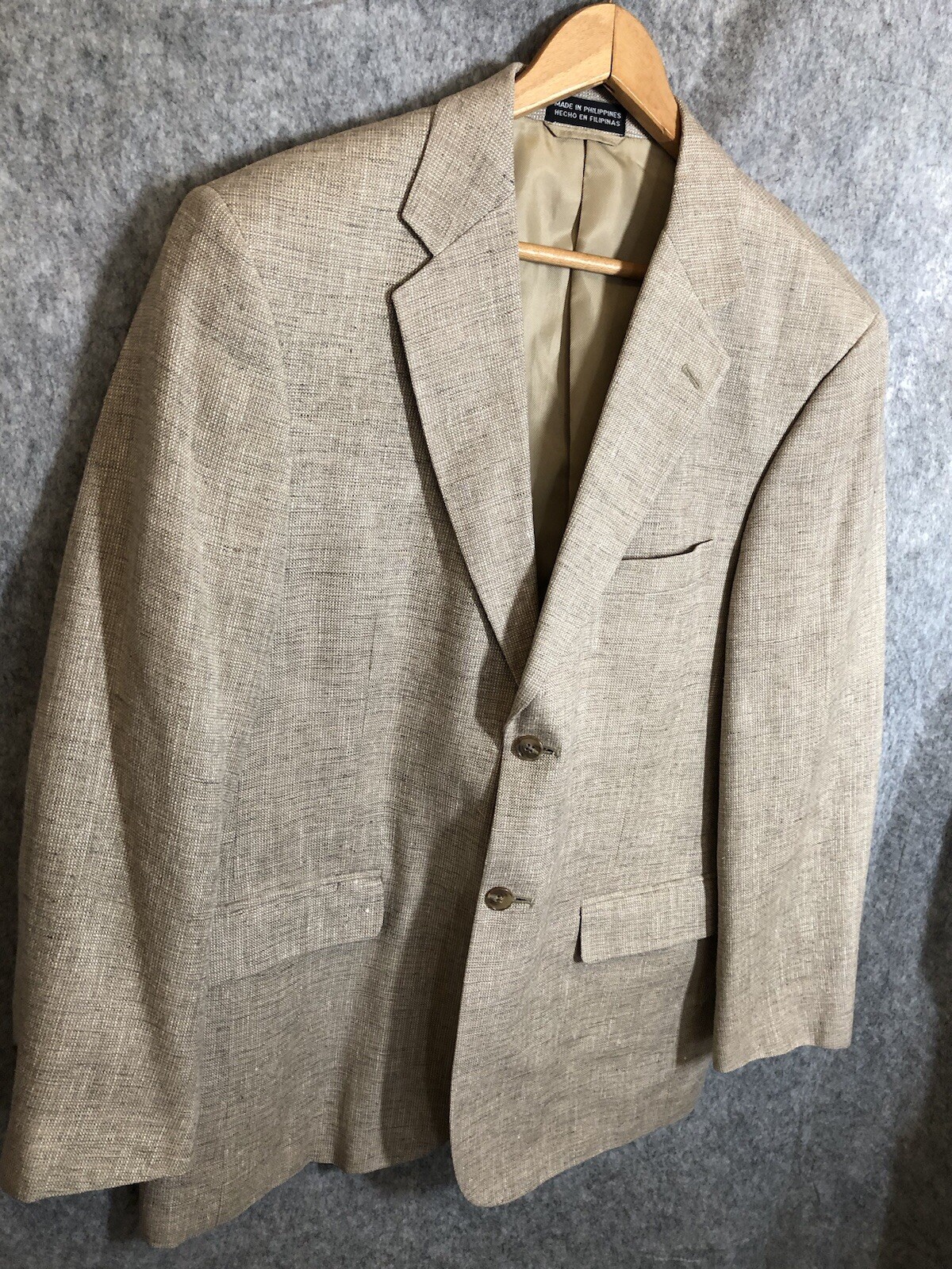 Towncraft Blazer Mens 40R Tan Silk Tweed Sport Coat Jacket Business Casual