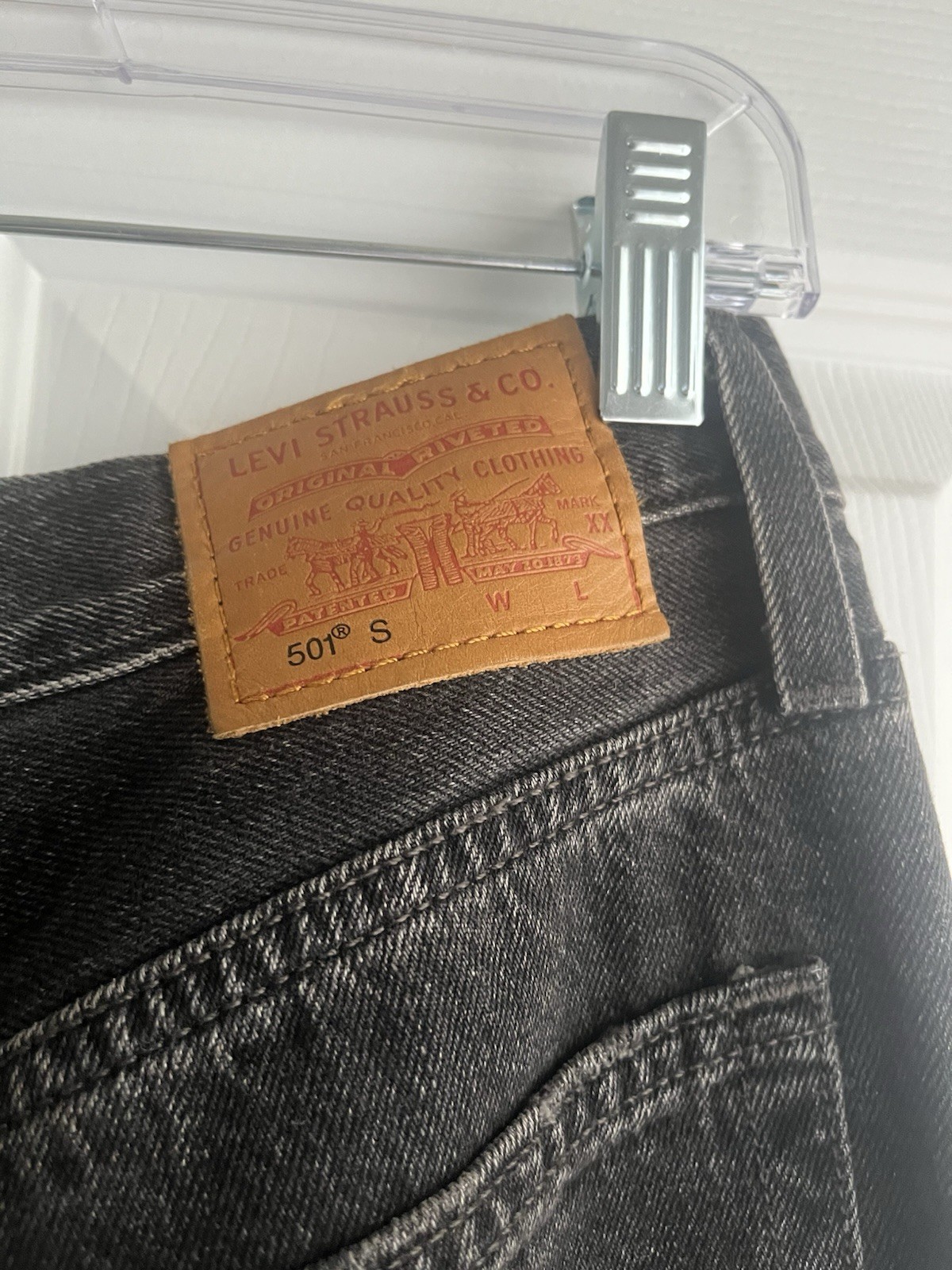 Levi’s Premium Black Denim Jeans Slim Straight Button Fly Distressed 5-Pocket