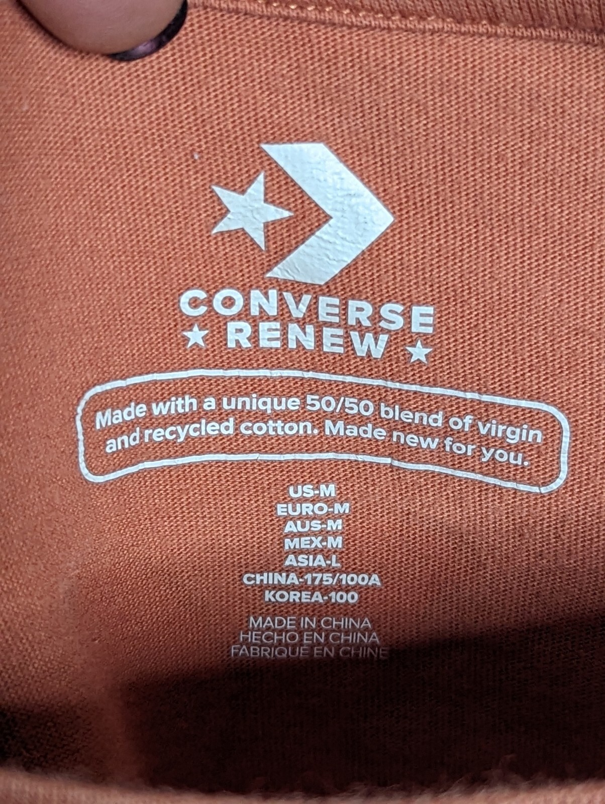 Converse Renew Love Your Mother Orange T-Shirt 50/50 Virgin & Recycled Cotton