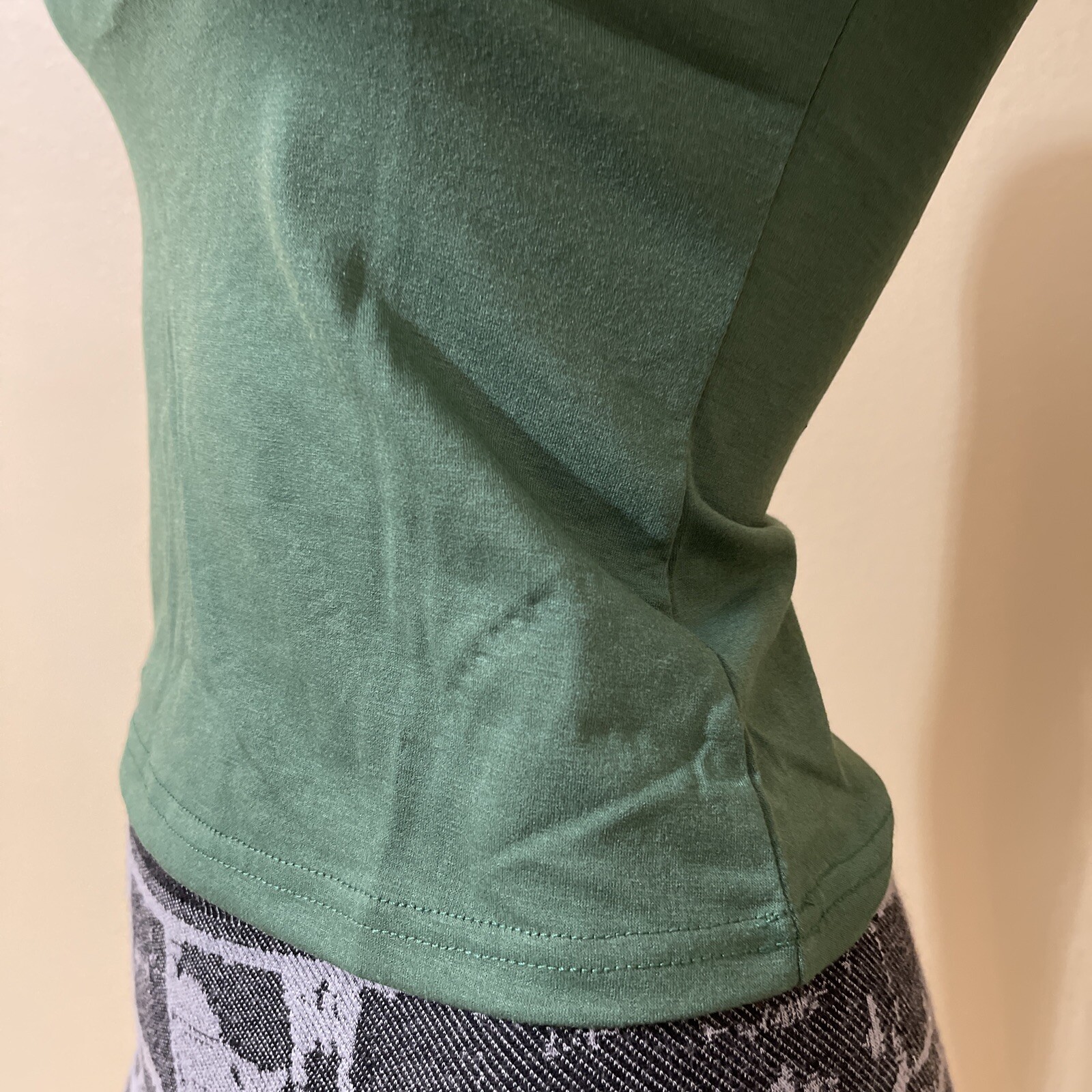 Women’s Green Polyurethane Casual Summer Stretch Slim Beaded Size S Blouse Top