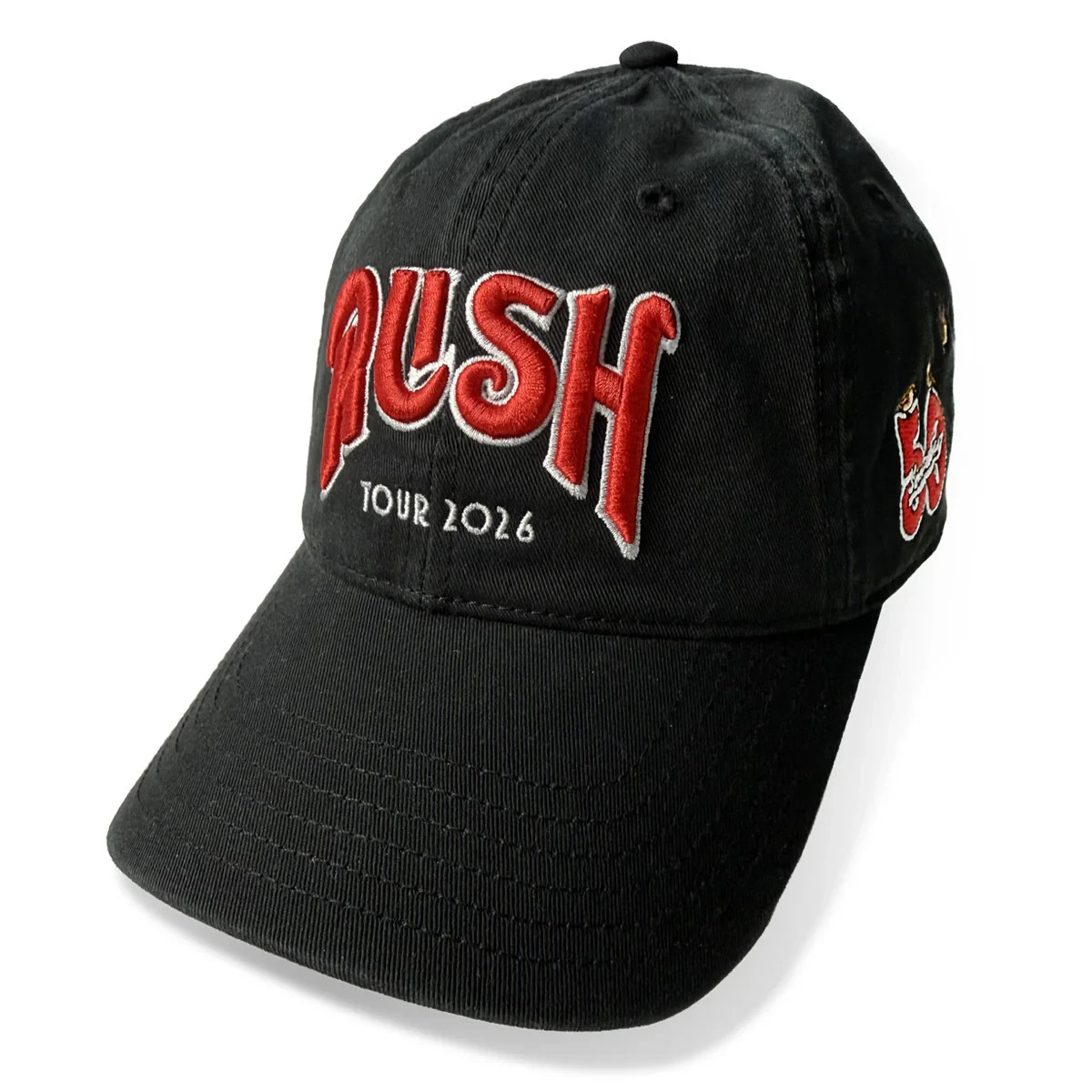 Rush 50 Something Tour Black Dad Hat Full Embroidered