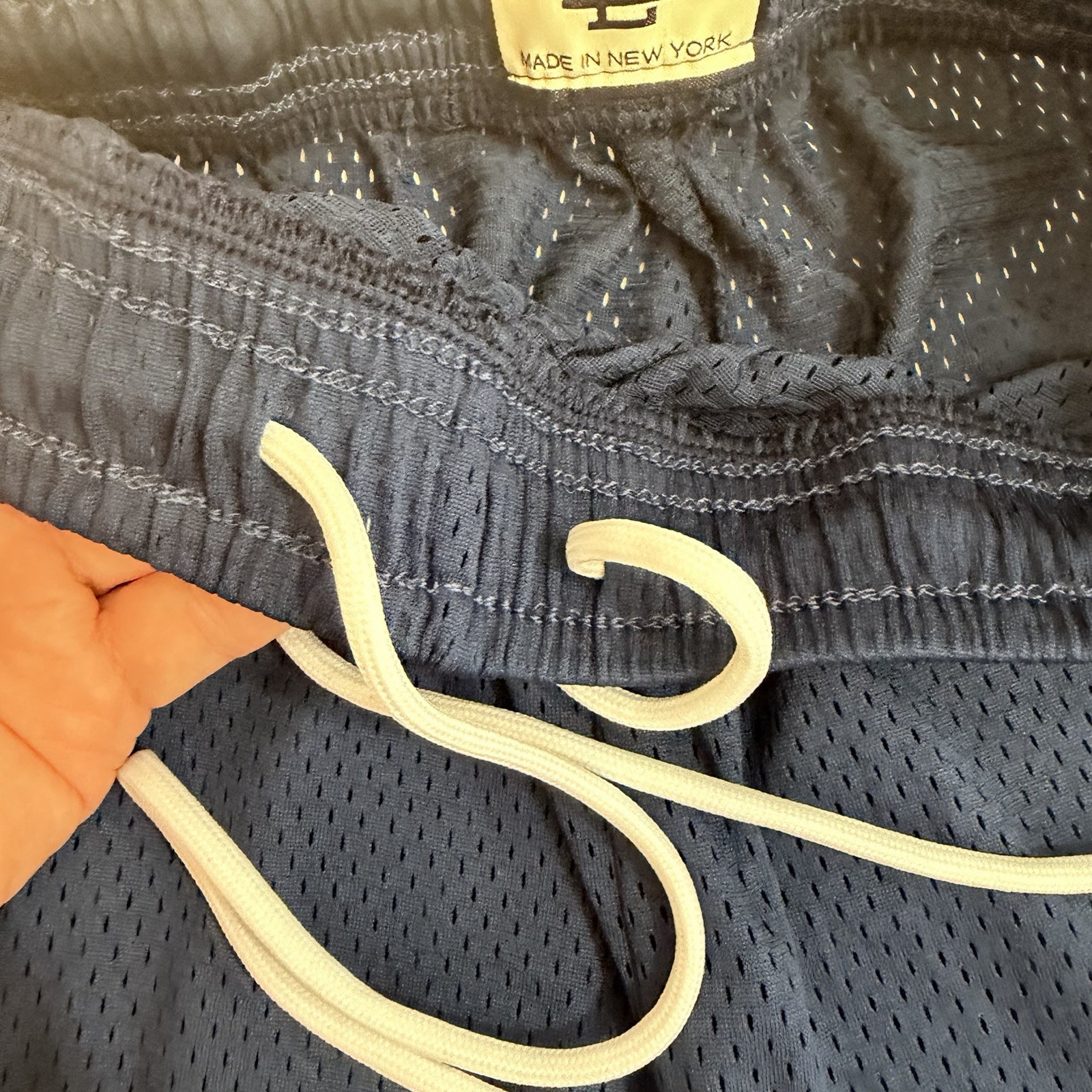 EE Eric Emanuel Basic Pink/Yellow Logo Casual Navy Mesh Basketball Shorts Med