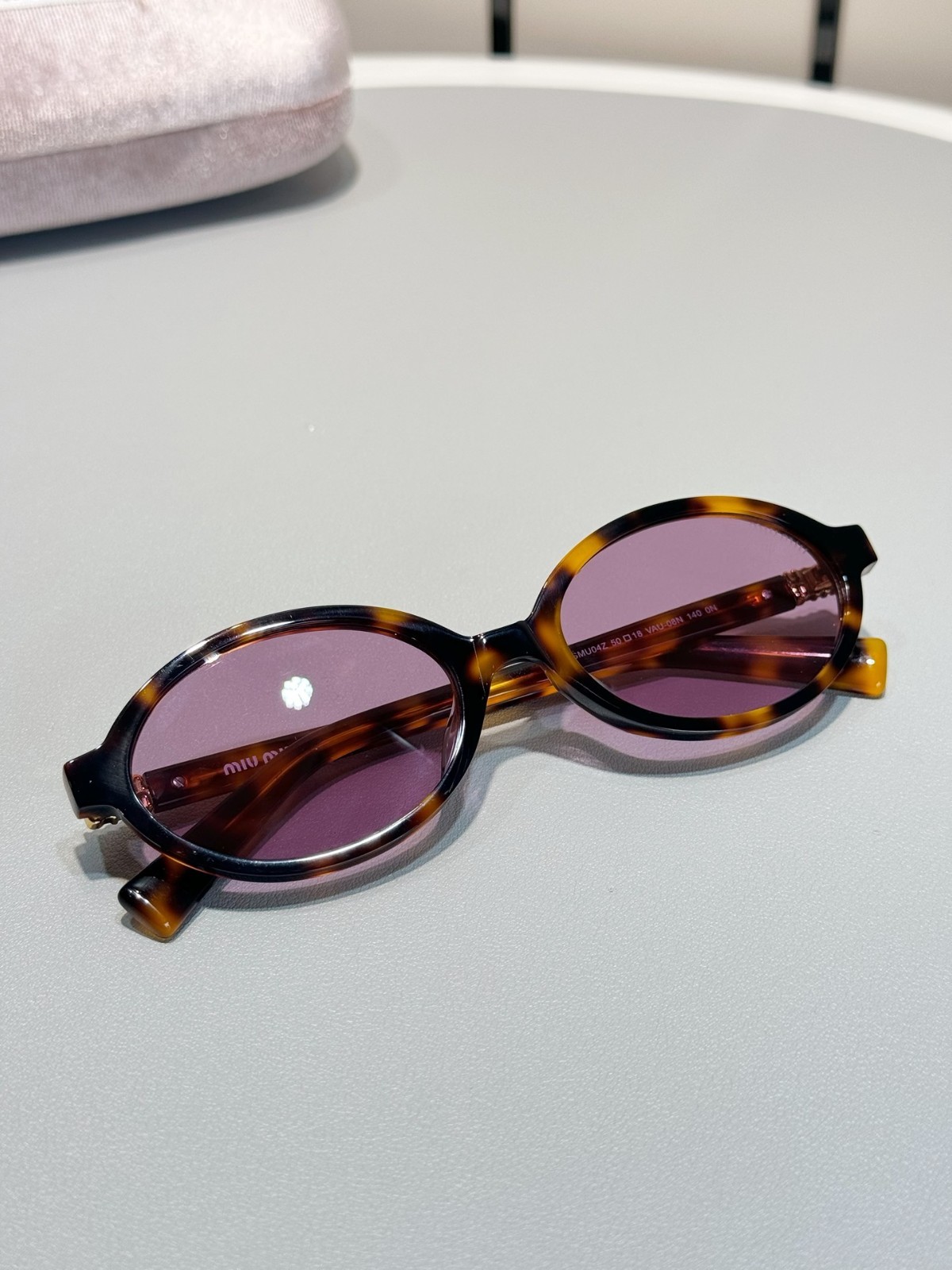 Chic Oval Tortoiseshell Frame Sunglasses Purple Tinted Lens Women Eyewear