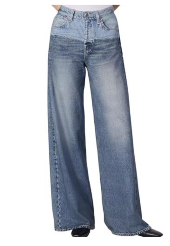 NEW Funtour Miramar Wide Leg SWEATPANT JEANS Sz L LARGE 25P-Jeans2 Two-Tone BLUE