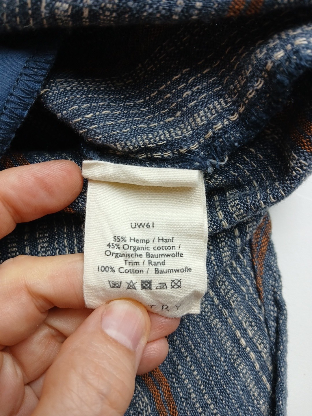 POETRY Shirt Size 8 Womens Hemp Organic Cotton Blend Blue Striped Button Down